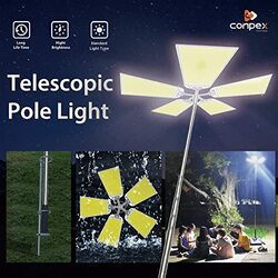360° Light Outdoor Telescopic Camping Rod Floodlight, 120W, 12000lm, 5 Lamp Panels, Multicolour