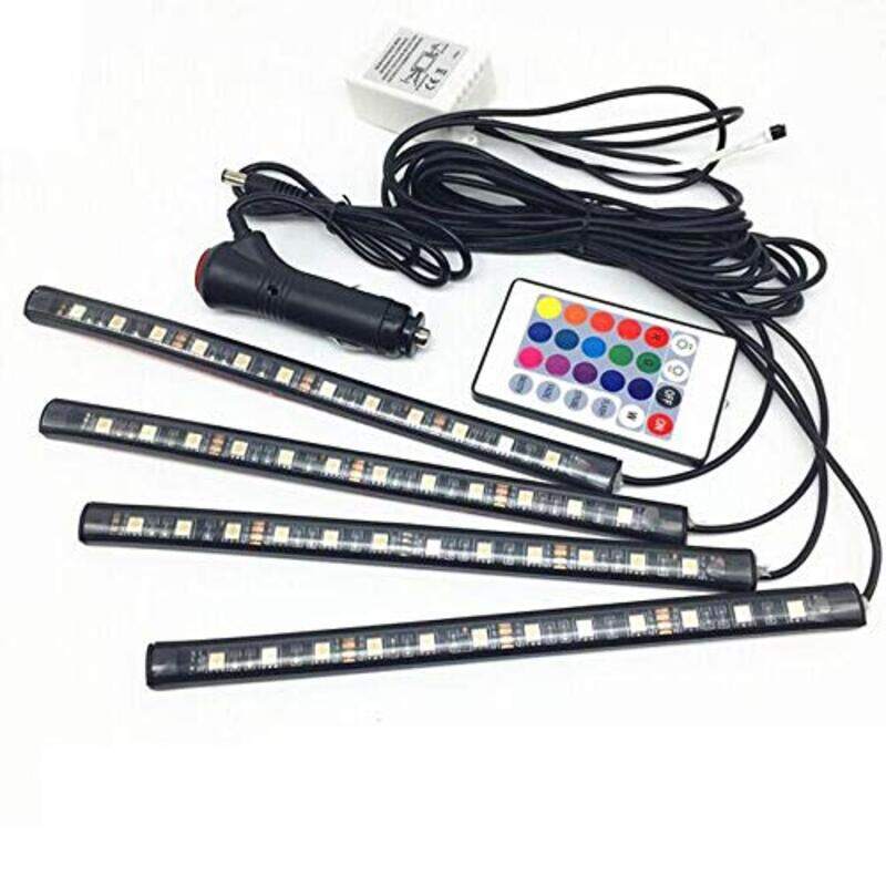 Interior Flashing Lighting of The Car with Consisting 4 Led Bulbs and Remote Voice Control, Black