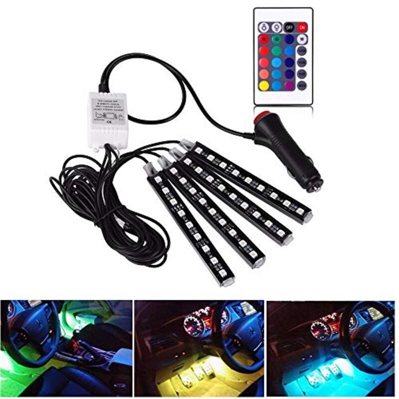 Interior Flashing Lighting of The Car with Consisting 4 Led Bulbs and Remote Voice Control, Black