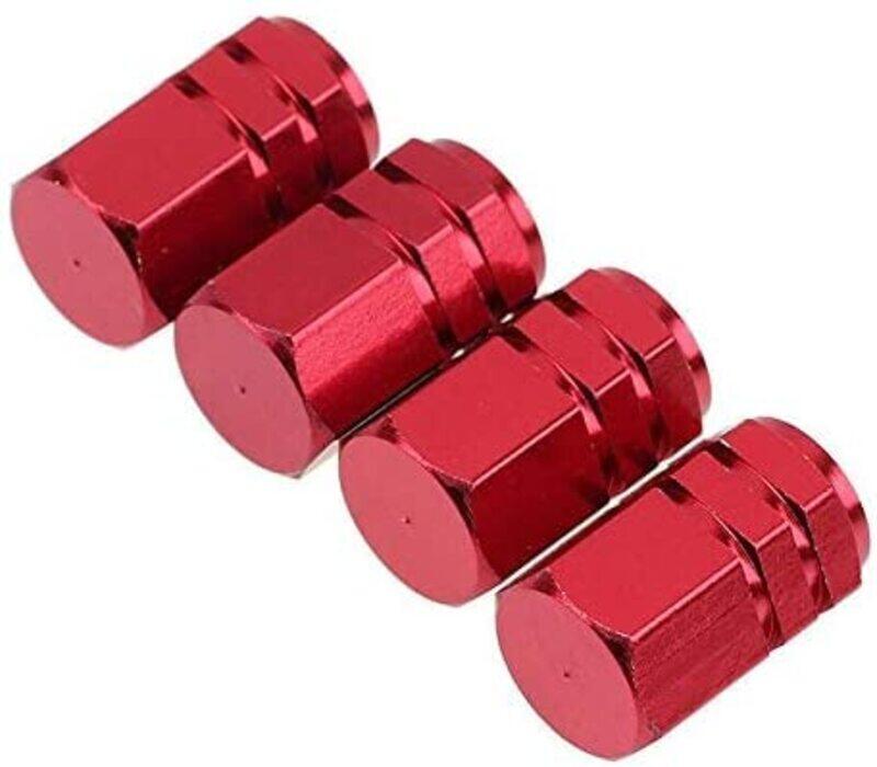 Umeema 4-Piece Car Styling Metal Alloy Sports Tyre Valve Air Caps Airtight Covers, Red