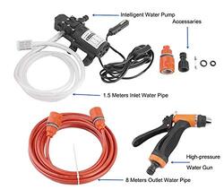 Car Wash Pump Portable High Pressure Self-Priming Quick Car Cleaning Water Pump Electrical Washer Kit, 12V, Multicolour