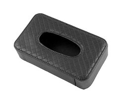 PU Leather Clip Car Sun Visor Tissue Box Holder, Black