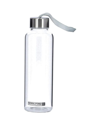 رويال فورد زجاجة مياه زجاجية بسعة 500 مل بغطاء ، RF9694 ، أسود / فضي