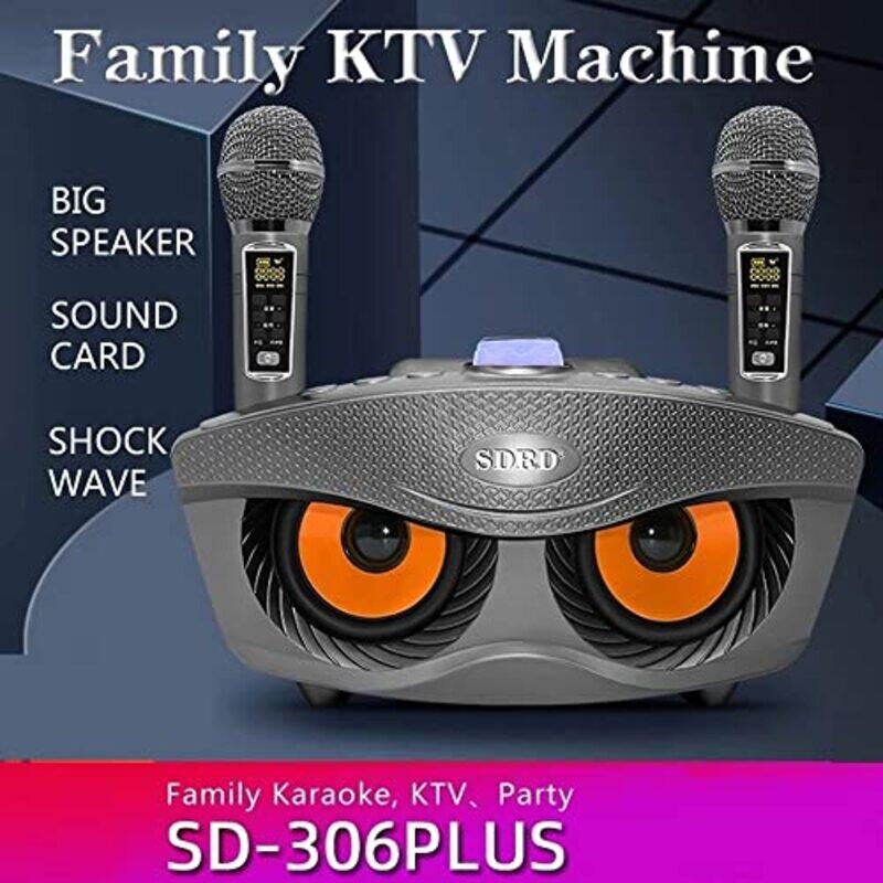 Crony Karaoke Player Dual Bluetooth 4.2 Speaker with 2 Wireless Mic, SD306 Plus, Grey