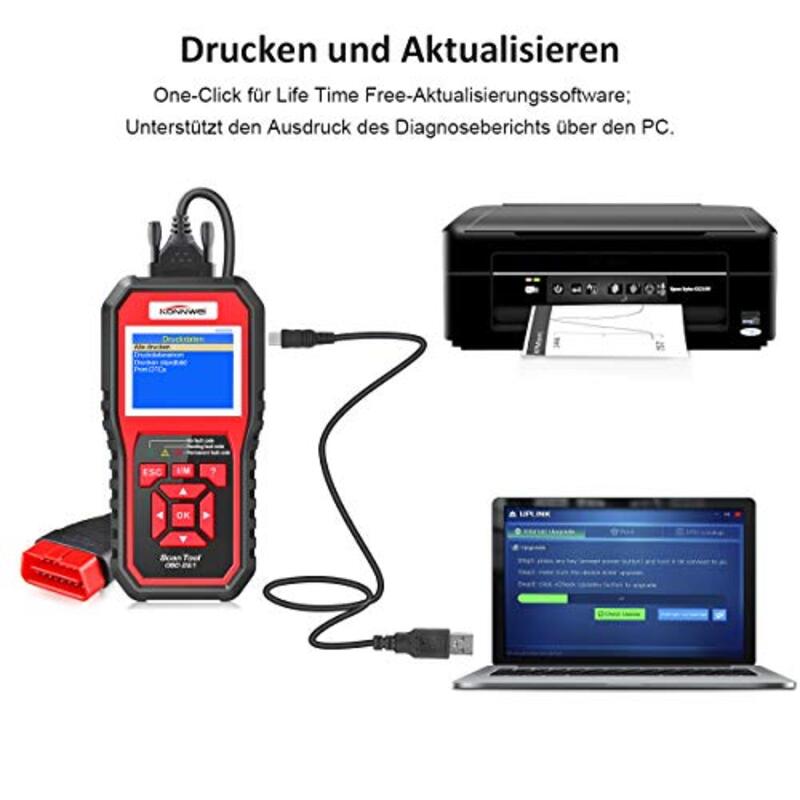 Konnwei Car Scanner Reader Vehicles Diagnostic Tool Detector, Multicolour