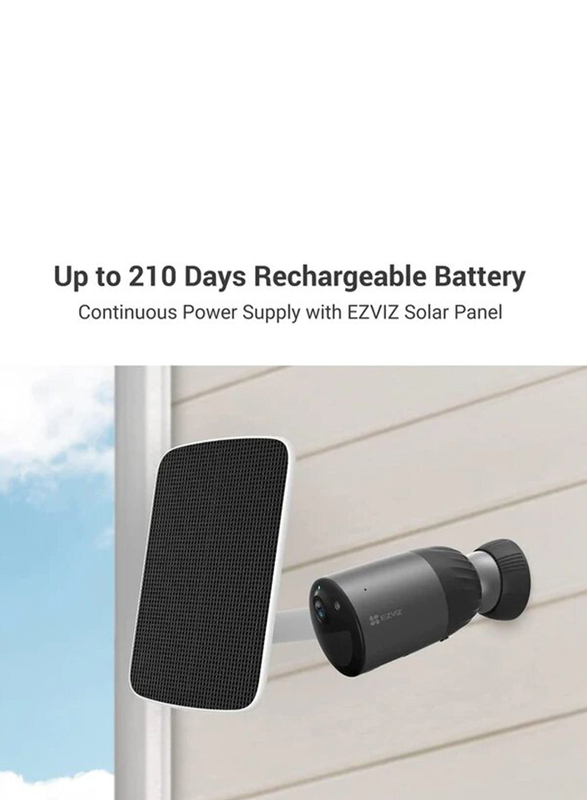 Ezviz Battery Security Outdoor Camera with Solar Panel, BC1C, Black