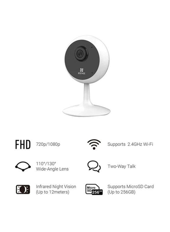 Ezviz 1080p Indoor WiFi Security Camera, CS-C1C-D0-1D2WFR, White