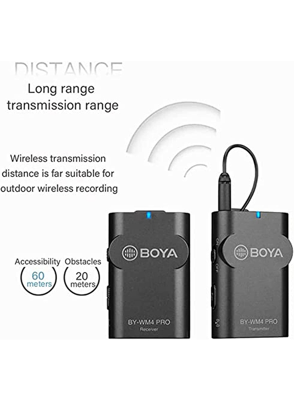 Boya BY-WM4 Pro Portable Wireless Microphone for Smartphone DSLR Camera Camcorder, Black
