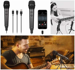 Boya BY-HM2 Universal Digital Cardioid Handheld Microphone with Mini Tripod for iOS Devices/Type-c Devices/PC, Black