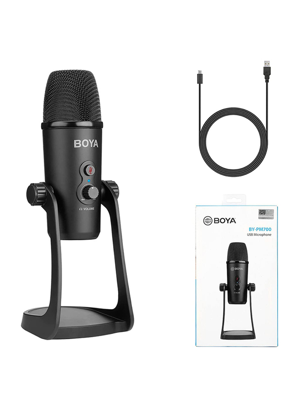 Boya BY-PM700 Usb Condenser Microphone for Windows and Mac Computers, Black