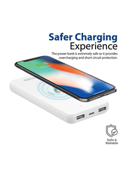 Promate 10000mAh Auravolt 10+ Qi Wireless Fast Charging Power Bank with Micro-USB Input and USB Type-C Input, White