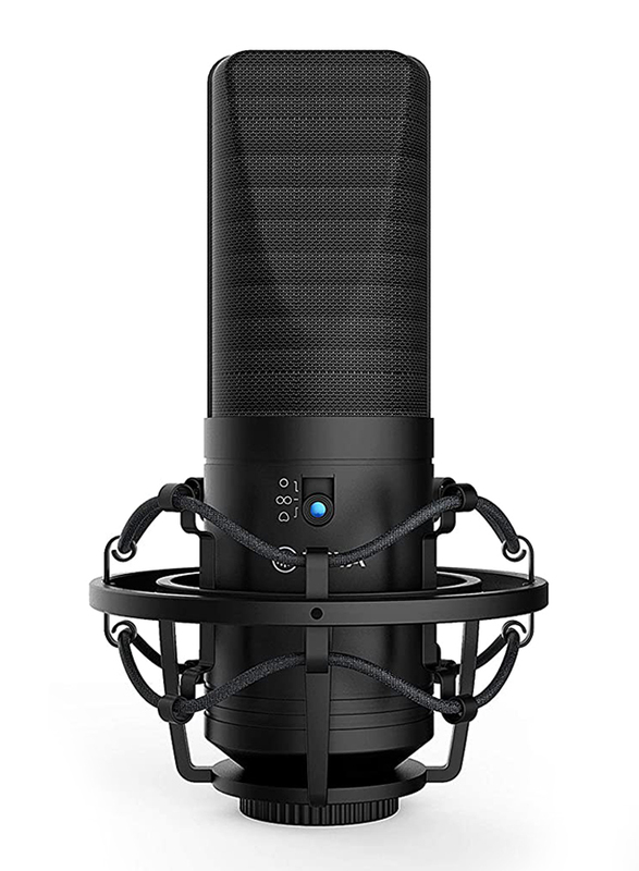 Boya BY-M1000 Professional Large Diaphragm Condenser Microphone Podcast Mic Kit Support Cardioid Omnidirectional Bidirectional with Double-layer Pop Filter Shock Mount XLR Cable Singer Vocals, Black