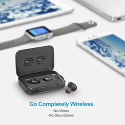 Promate PowerBeat Wireless Earbud with Power Bank, Smallest Wireless Bluetooth with 5000mAh Charging Case, Noise Cancelling and Built-In Mic, Silver