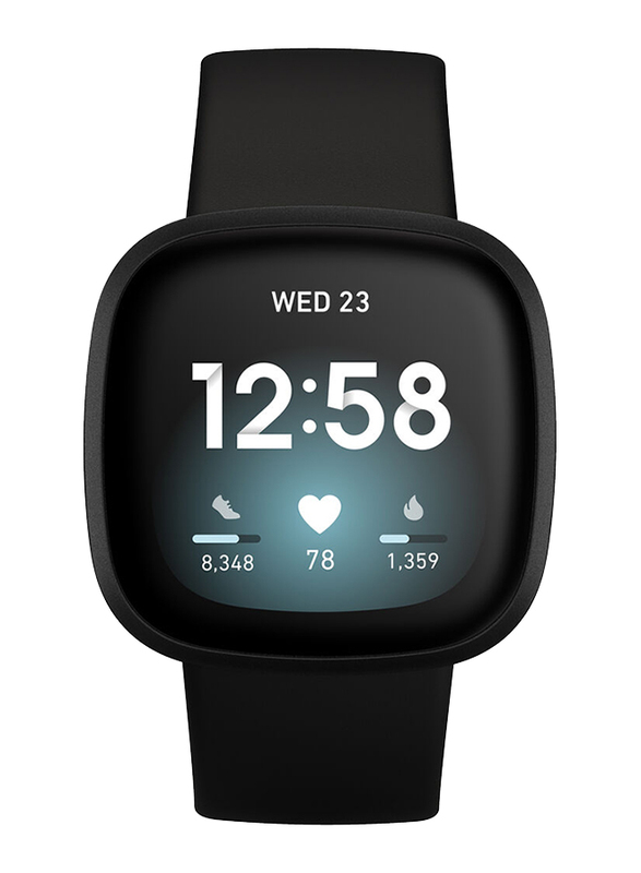 Fitbit Versa 3 Smartwatch, GPS, Black Aluminium Case with Black Band