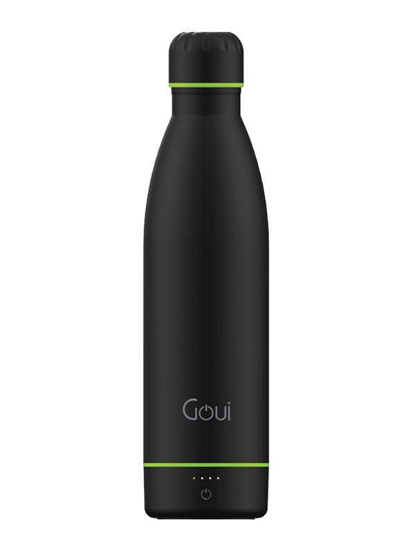Goui Loch 420ml Double 18/8 Stainless Steel Bottle with 6000mAh Power Bank & Wireless Charger, Black