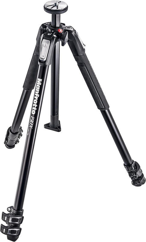 Manfrotto Aluminum 3-Section Tripod for Camera, MT190X3, Black