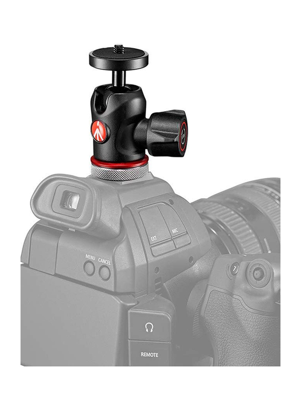 Manfrotto Centre Ball Head with Cold Shoe Connection for Monitors, Led, Microphones, Action Cameras & Accessories Up To 4 Kg, Mh492Lcd-Bh, Black