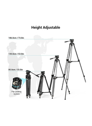 SmallRig 73 Inch Heavy Duty AD-01 Video Tripod with 360 Degree Fluid Head & Quick Release Plate for DSLR, Camcorder, Cameras, 3751, Black
