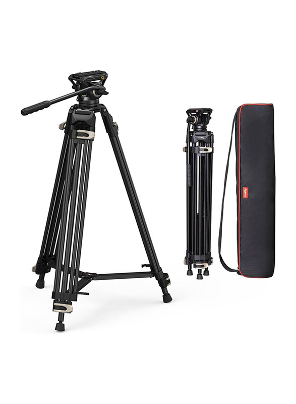 SmallRig 73 Inch Heavy Duty AD-01 Video Tripod with 360 Degree Fluid Head & Quick Release Plate for DSLR, Camcorder, Cameras, 3751, Black