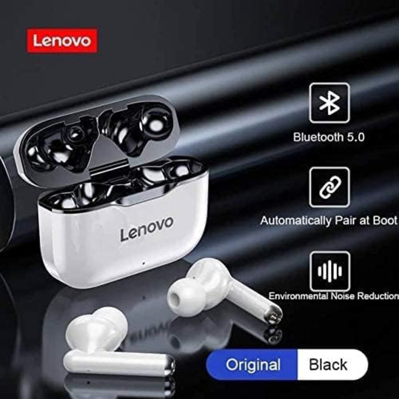 Lenovo Livepods 1 True Wireless Bluetooth 5.0 In-Ear Waterproof Touch Earphone, Silver