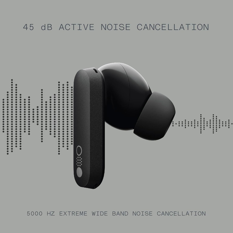Nothing CMF Pro Wireless In-Ear Noise Cancelling Earphones with 45 dB ANC and Ultra Bass Technology, Light Grey