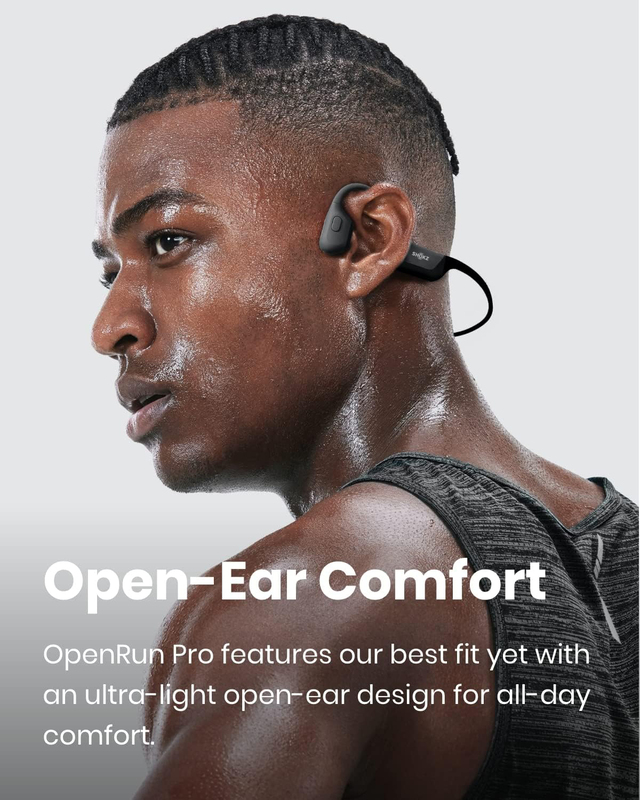 SHOKZ OpenRun Pro IP55 Waterproof Wireless Bluetooth Open-Ear Noise Cancelling Sports Earphones with Mic, Swift Black