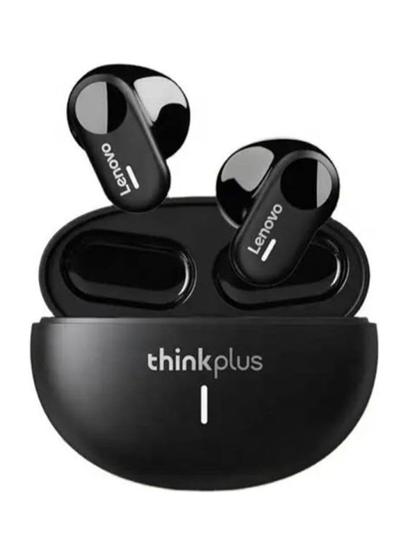 Lenovo Thinkplus Wireless Bluetooth Semi In-Ear Hifi Stereo Waterproof Intelligent Noise Cancelling Earphones, LP19, Black