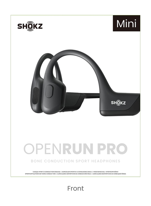 SHOKZ OpenRun Pro Mini Wireless Bluetooth Noise Cancelling Open-Ear Waterproof Sports Headphones with Mic and 10H Playtime, Black