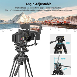 SmallRig 73 Inch Heavy Duty AD-01 Video Tripod with 360 Degree Fluid Head & Quick Release Plate for DSLR, Camcorder, Cameras, 3751, Black