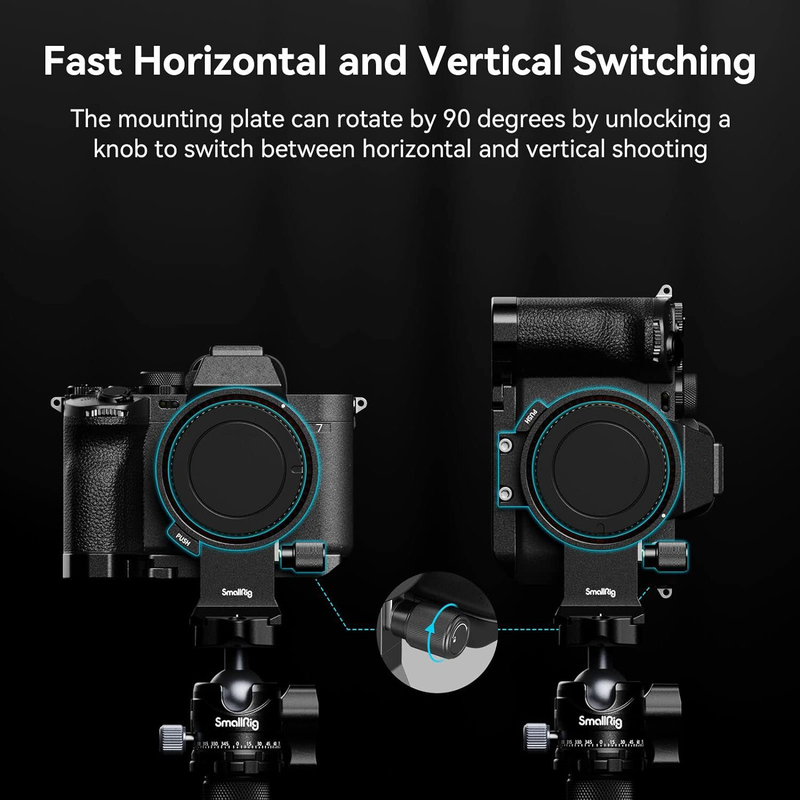 SmallRig Rotatable Horizontal-to-Vertical Mount Plate Kit for Sony A7R IV, V, A7 IV & A7S III, 4148, Black