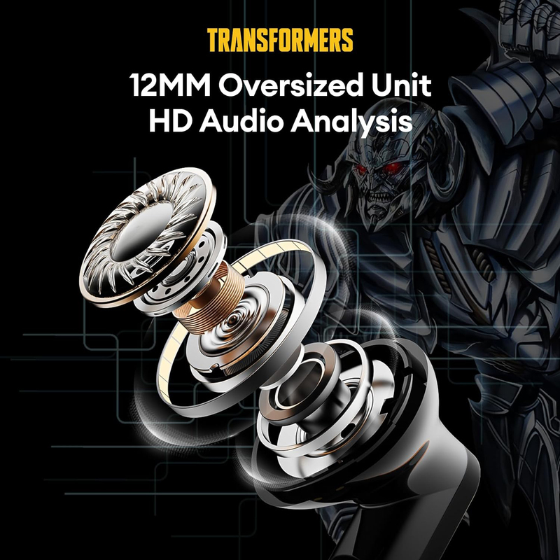 Transformers TF-T11 True Wireless Bluetooth 5.4 In-Ear Earbuds, Black