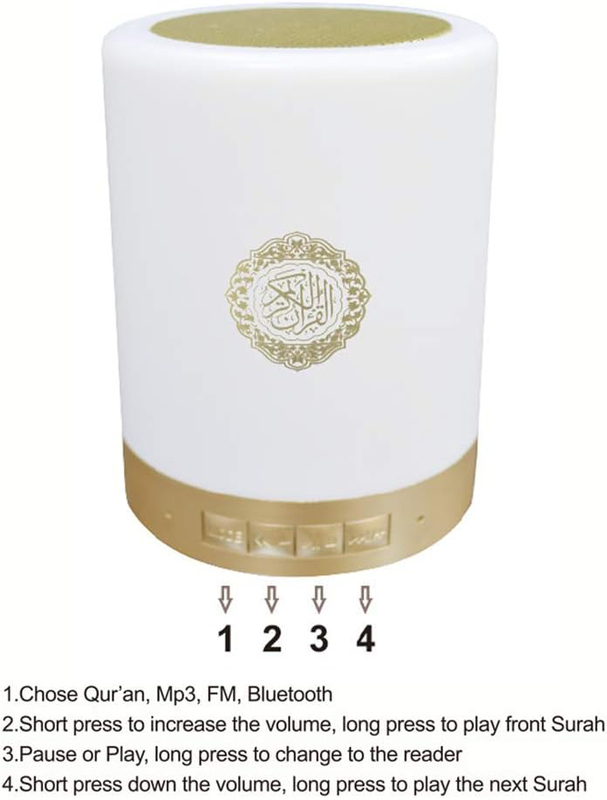 Blingbin SQ112 Quran Touch Lamp Hajj Umrah Muslim Azan Player 8GB M/C EID Portable Speaker, Multicolour