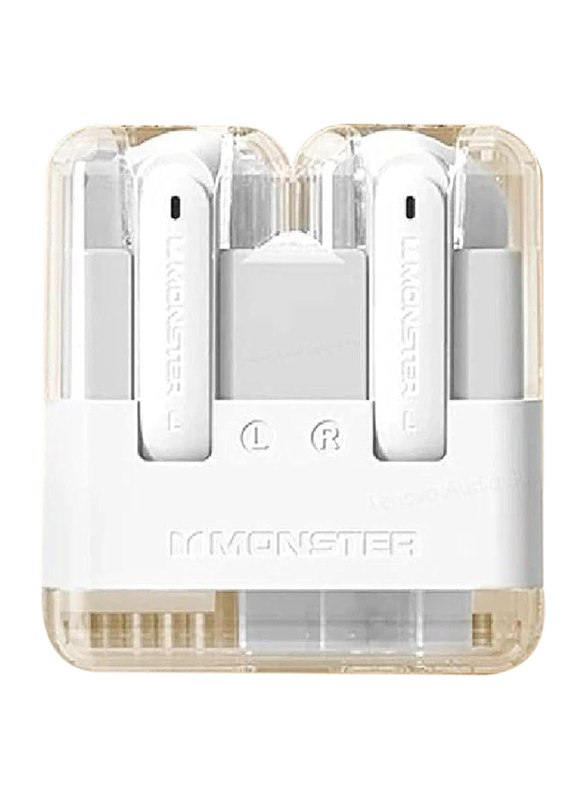 Monster True Wireless Bluetooth 5.3 In-Ear Earbuds, XKT12, White