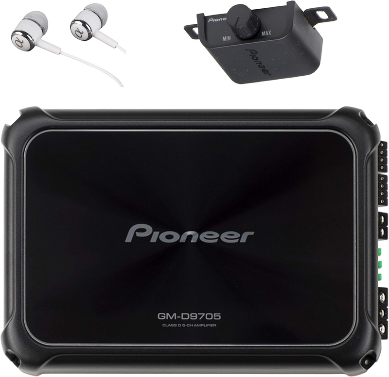 Pioneer GM-D9705 Max 5-Channel GM Digital Champion Series Class-D Car Audio Stereo Amplifier with Wired Bass Boost Remote & Alphasonik Earbuds, Black