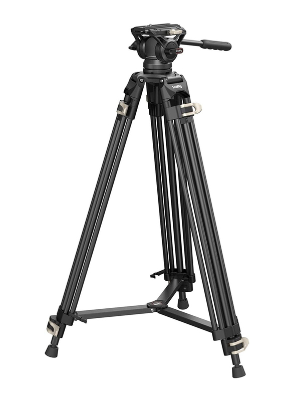 SmallRig 73 Inch Video Tripod, Max Load 8kg, Heavy Duty Tripod with 360 Degree Fluid Head & Quick Release Plate for DJI RS2, Camcorder & Cameras, 3751, Black