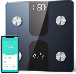 Eufy C1 Smart Wireless Digital Bathroom Scale with Bluetooth, Body Fat Scale, 15 Measurements, Black