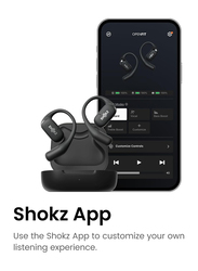 SHOKZ OpenFit True Wireless Bluetooth Open-Ear Noise Cancelling Sweat Resistant Headphones with Microphone, Fast Charging and 28HRS Playtime, Black