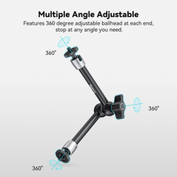 SmallRig 9.8 Inch Adjustable Articulating Magic Arm with Both 1/4" Thread Screw for LCD Monitor & LED Lights, 2066B, Black
