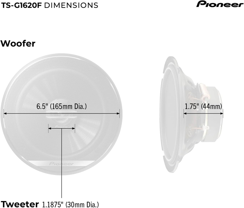 Pioneer TSG1620F 6-1/2" 2-Way Coaxial Speaker, Black