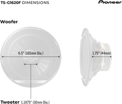 Pioneer TSG1620F 6-1/2" 2-Way Coaxial Speaker, Black