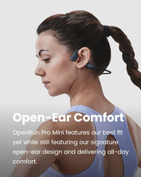 SHOKZ OpenRun Pro Mini Wireless Bluetooth Noise Cancelling Open-Ear Waterproof Sports Headphones with Mic and 10H Playtime, Black