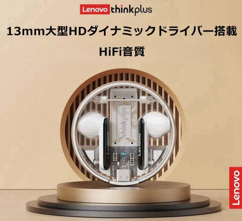 Lenovo Thinkplus Hifi Stereo Wireless Bluetooth 5.2 In-Ear Sport Earphones with Mic, White