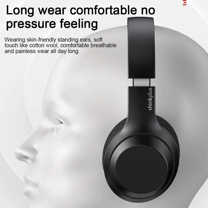 Lenovo Thinkplus Wired and Wireless Over-Ear Headphones, TH10, Black