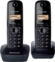 Panasonic Cordless Phone, 2 Pieces, Kx-TG1612, Black
