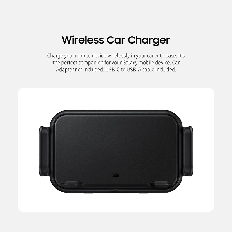 Samsung 9W Wireless Fast Car Vehicle Charger with USB-C to USB-A Cable, Black