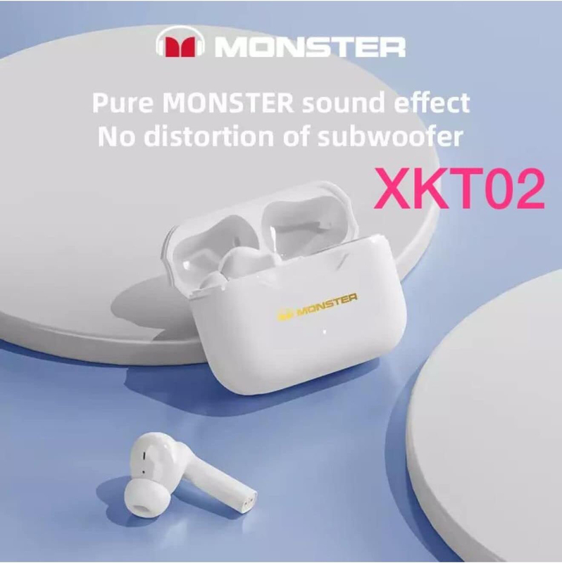 Monster Wireless Headphones Dual Modes for Music & Gaming, XKT02, White