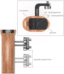 SmallRig Wooden Universal Side Handle, HSN2093C, Multicolour