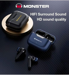 Monster Wireless Headphones Dual Modes for Music & Gaming, XKT02, Blue