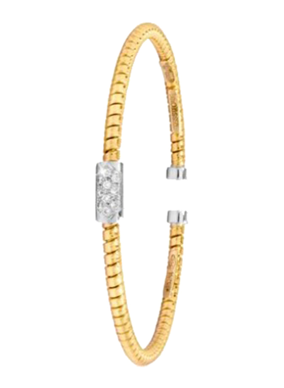 Liali Jewellery Tessitore 18K Yellow Gold Bangle for Women with 10 Diamond, Gold