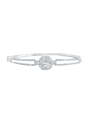 Liali Jewellery Emerald Cut 18K White Gold Bangle for Women with 0.96ct Diamond Stone, White